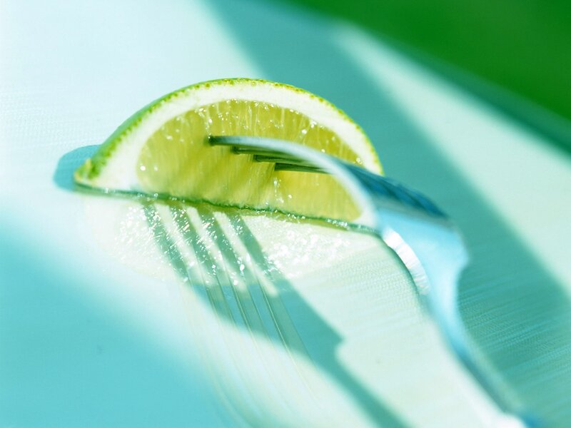 Lime slice on a fork