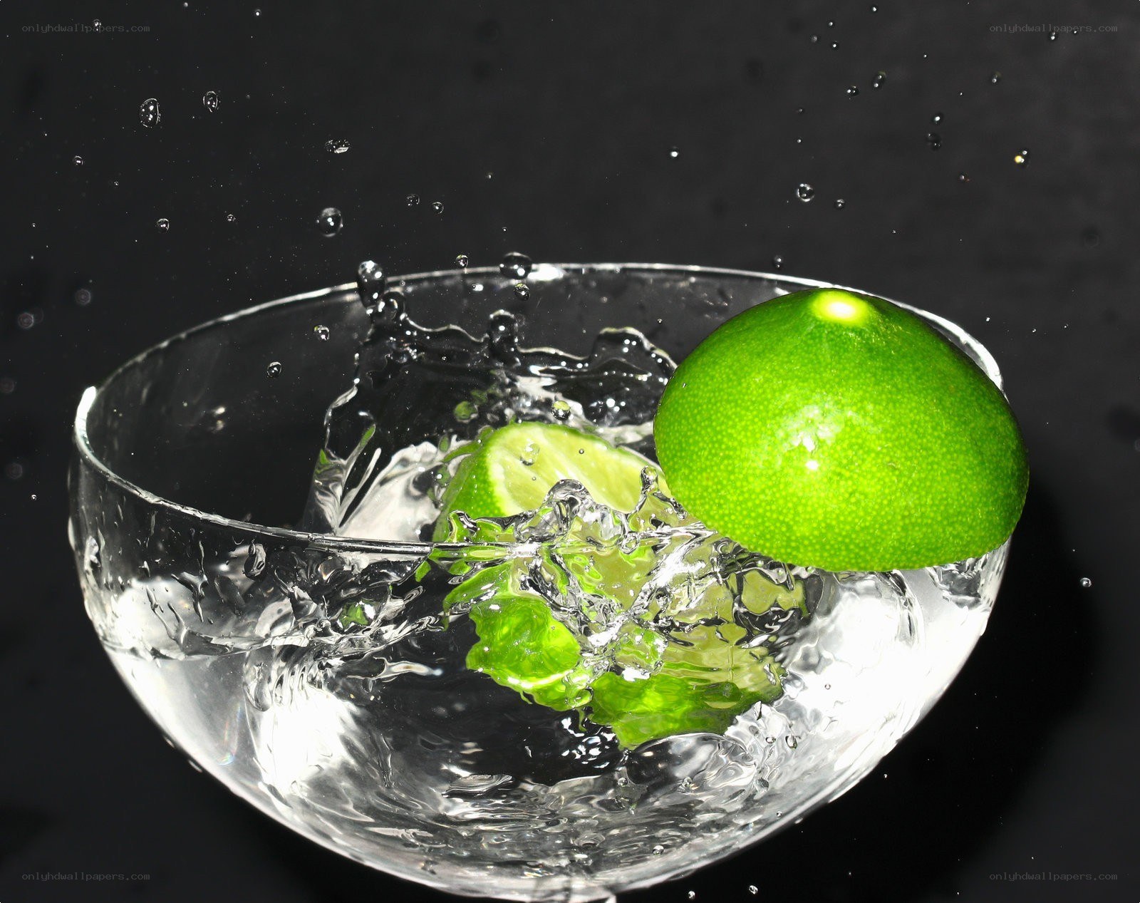 Lime splashing in a glass