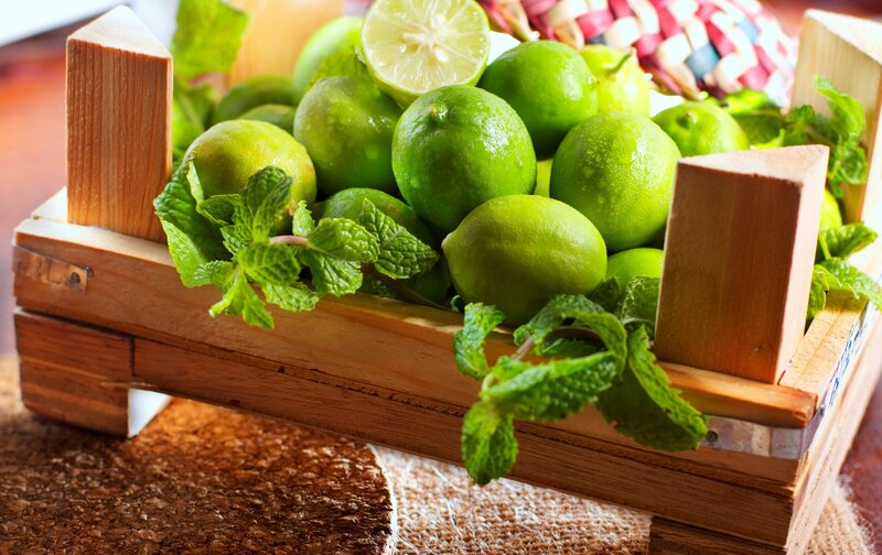 Limes and Mint in Basket