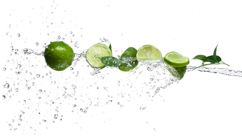 Limes in Water Splash