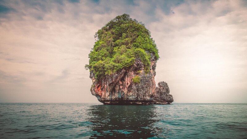 Limestone Island in Sea