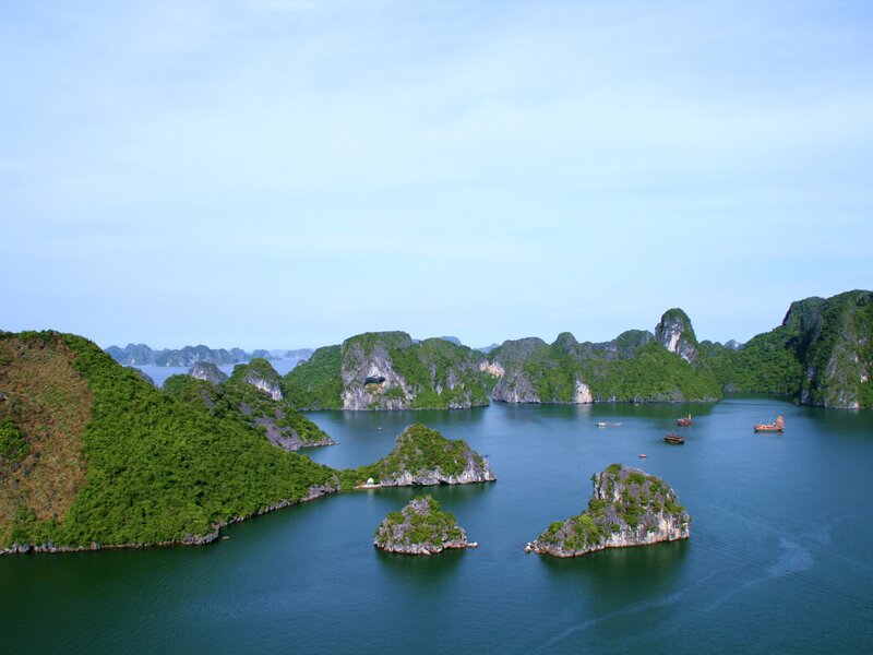 Limestone islands in a bay