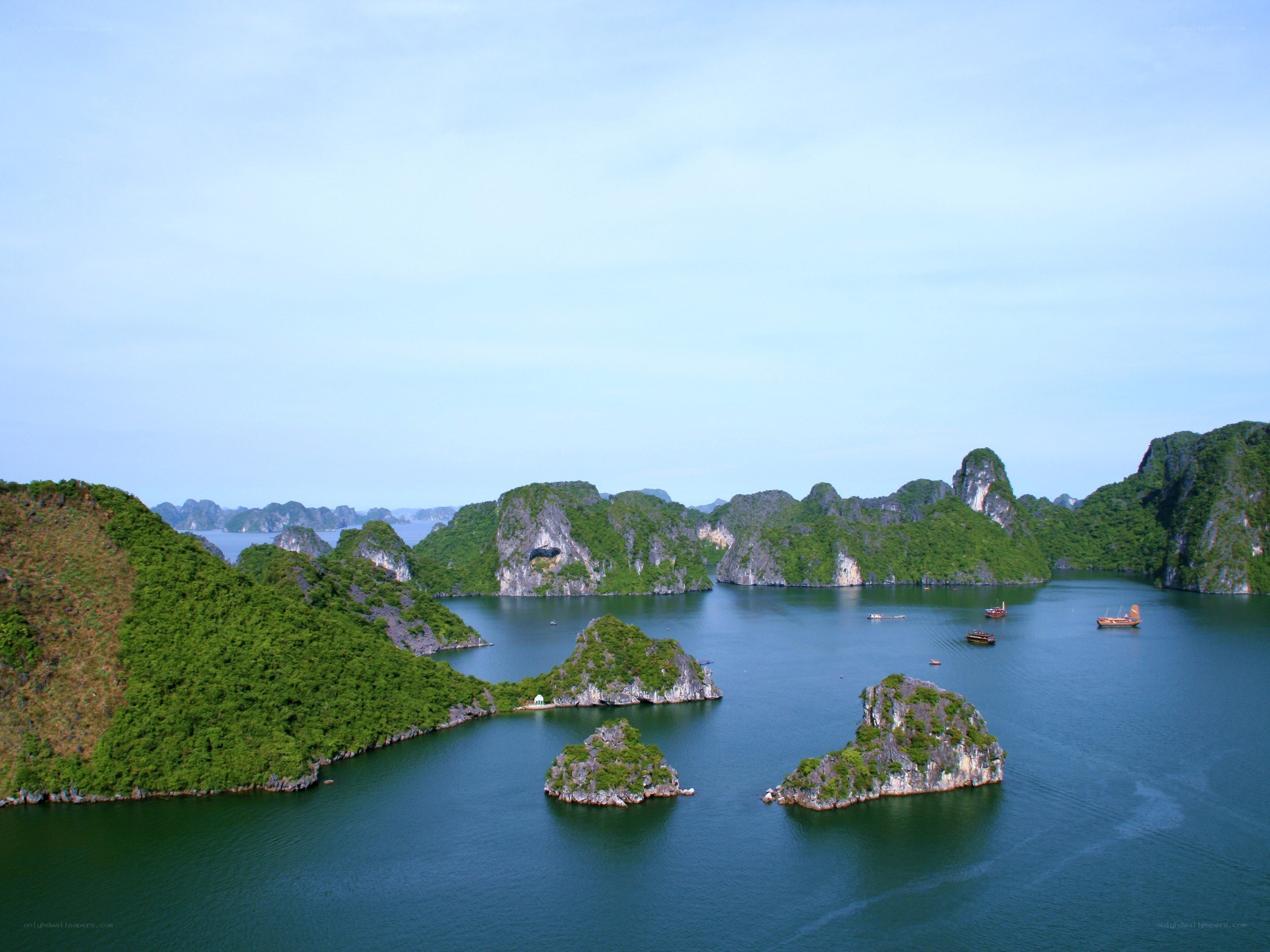 Limestone islands in a bay