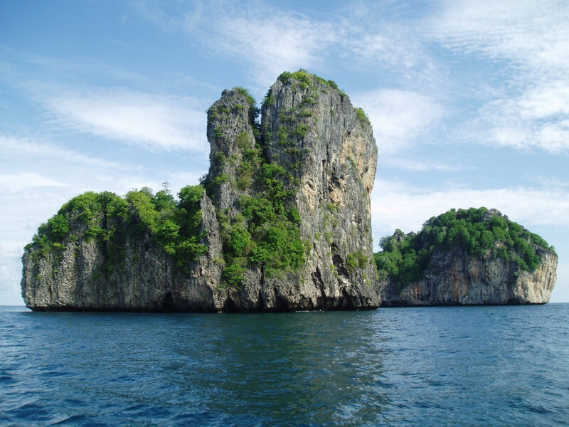 Limestone islands in blue sea