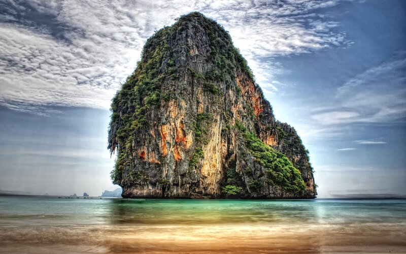Limestone karst island in tropical sea