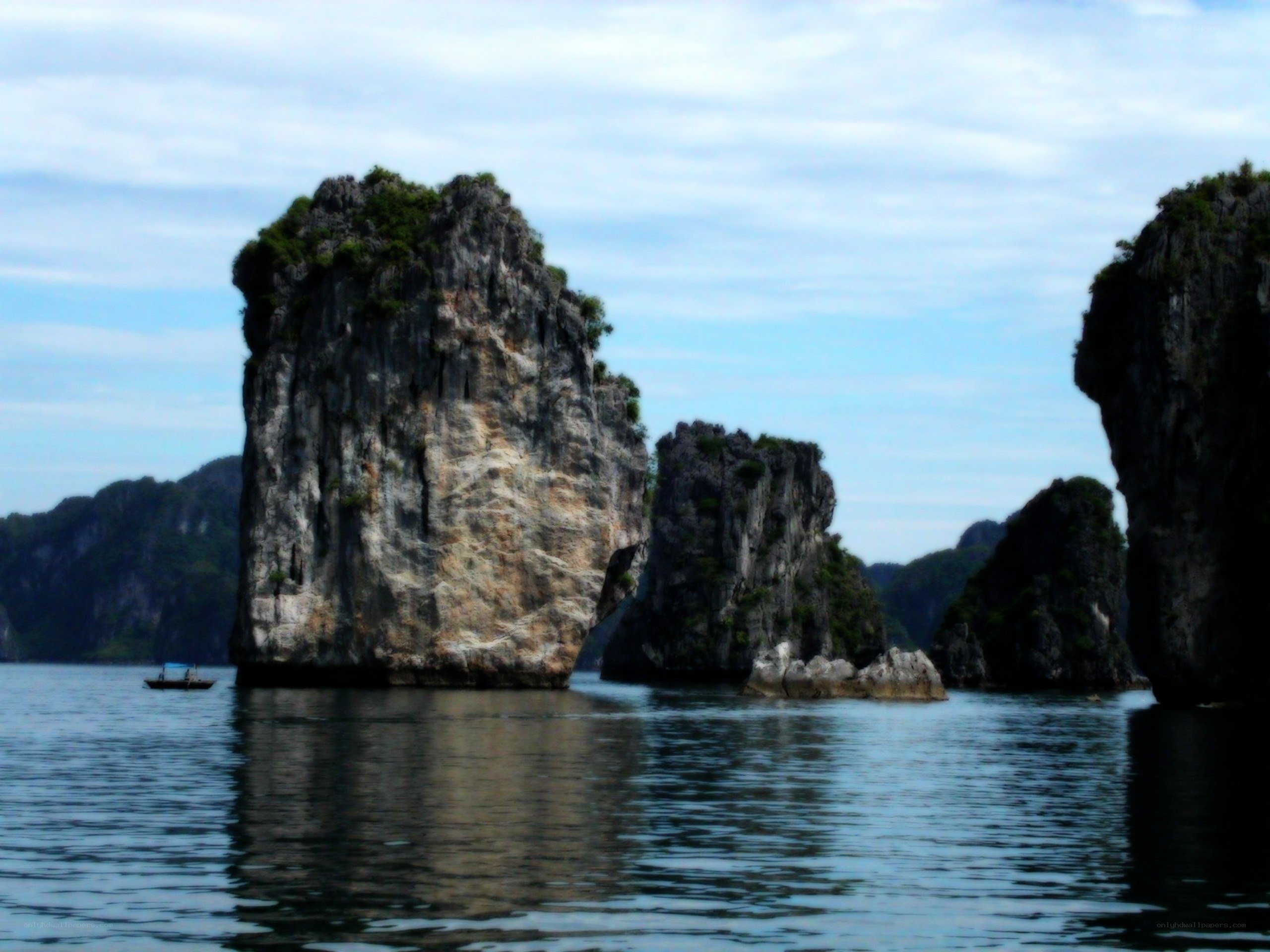Limestone karsts in a bay