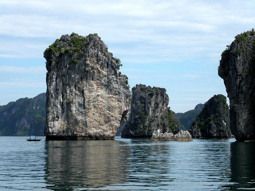Limestone karsts in a bay