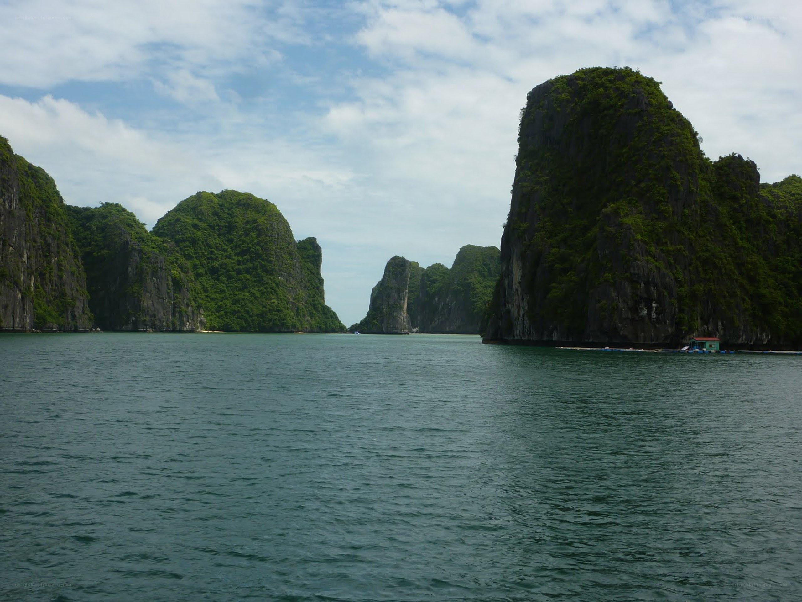 Limestone karsts in a bay