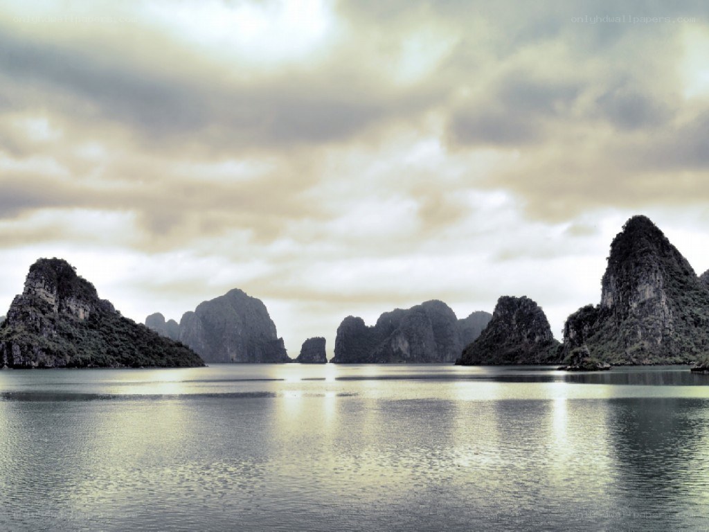 Limestone karsts in a calm bay