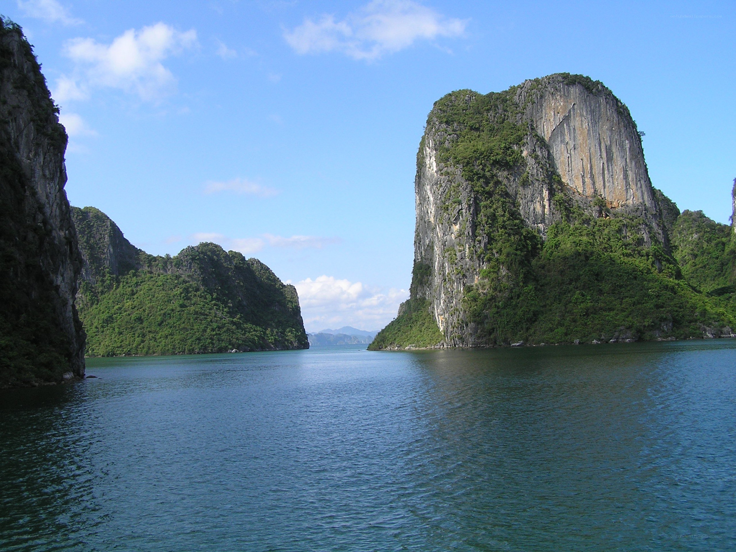 Limestone karsts in a calm bay