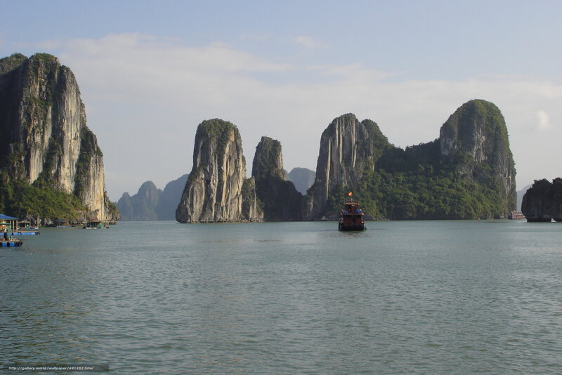 Limestone karsts in Ha Long Bay