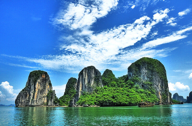 Limestone karsts in Ha Long Bay