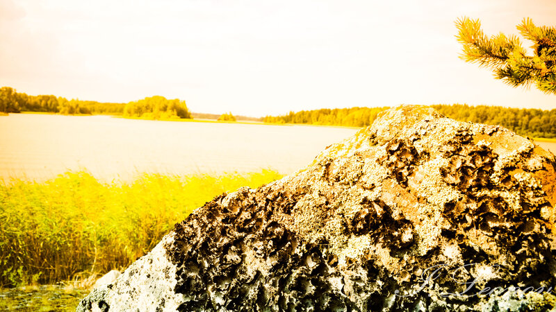 Limestone Rock by Lake