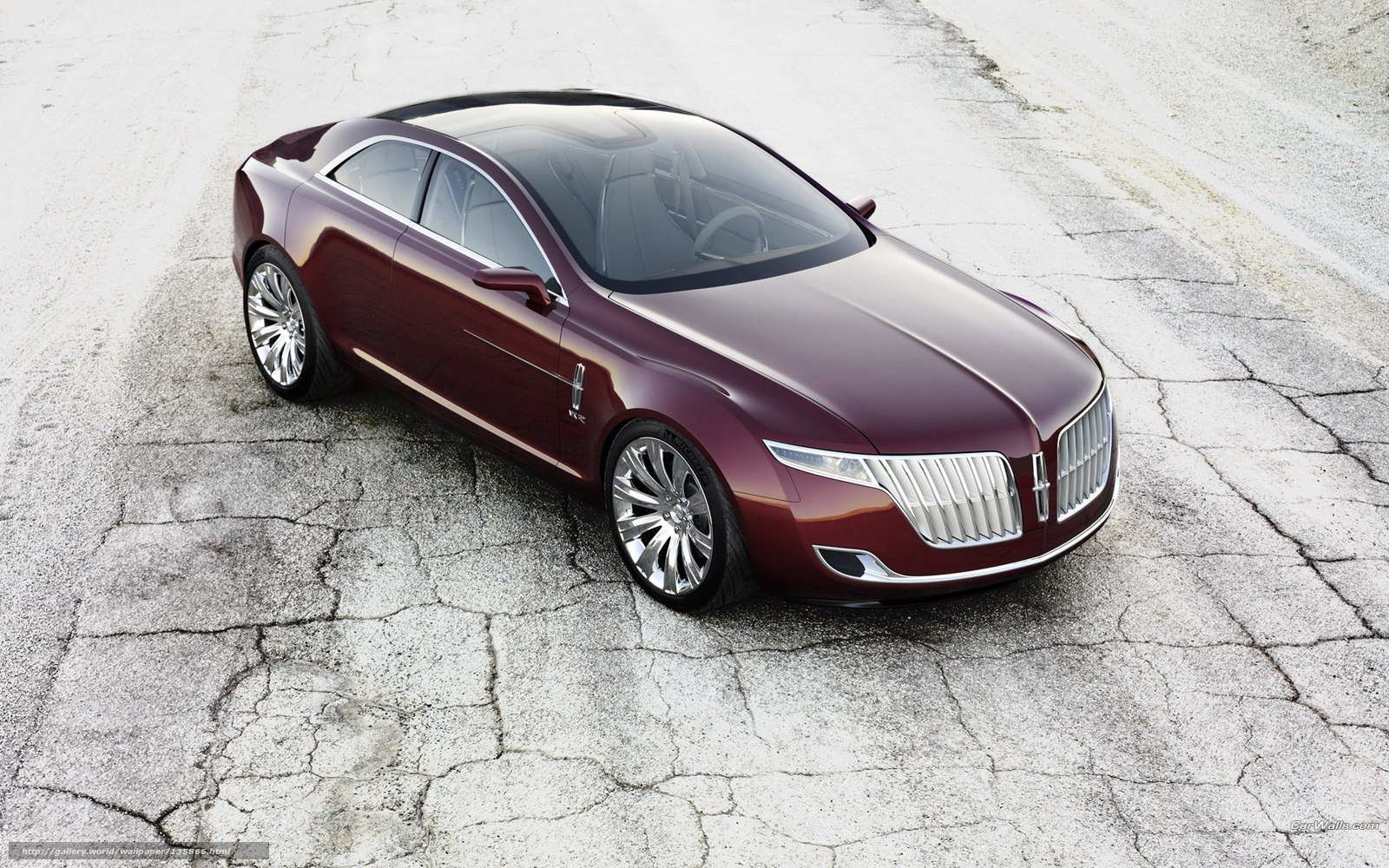 Lincoln concept car on cracked pavement