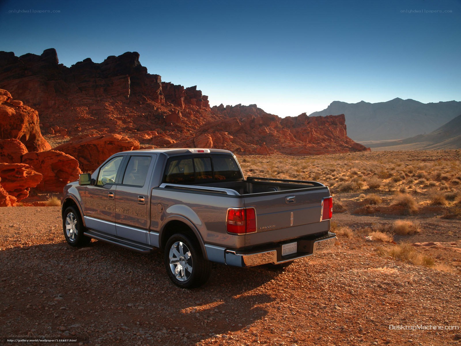 Lincoln pickup in desert landscape