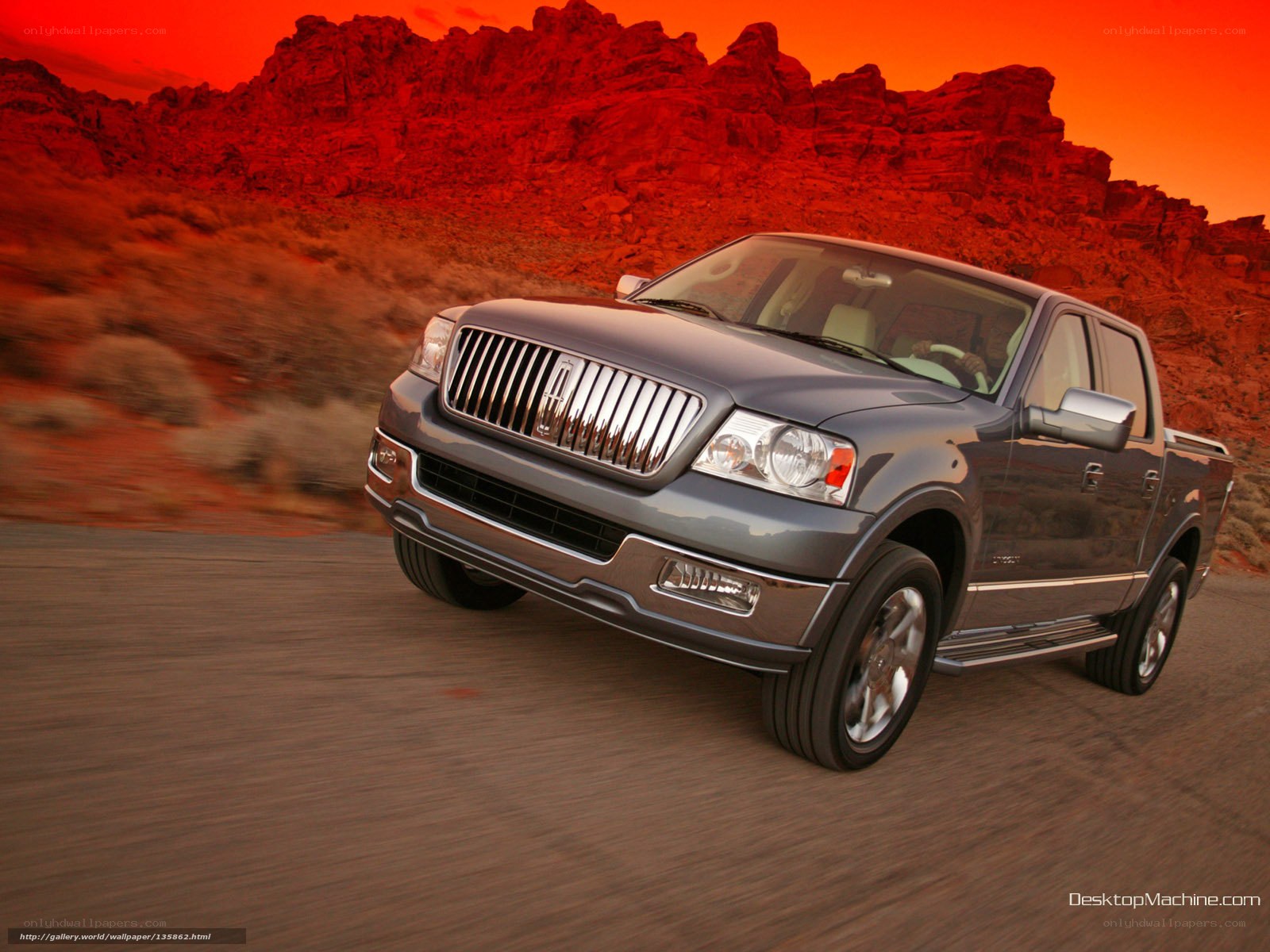 Lincoln pickup truck in desert