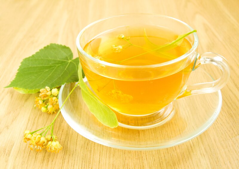 Linden Tea in Glass Cup — Yellow