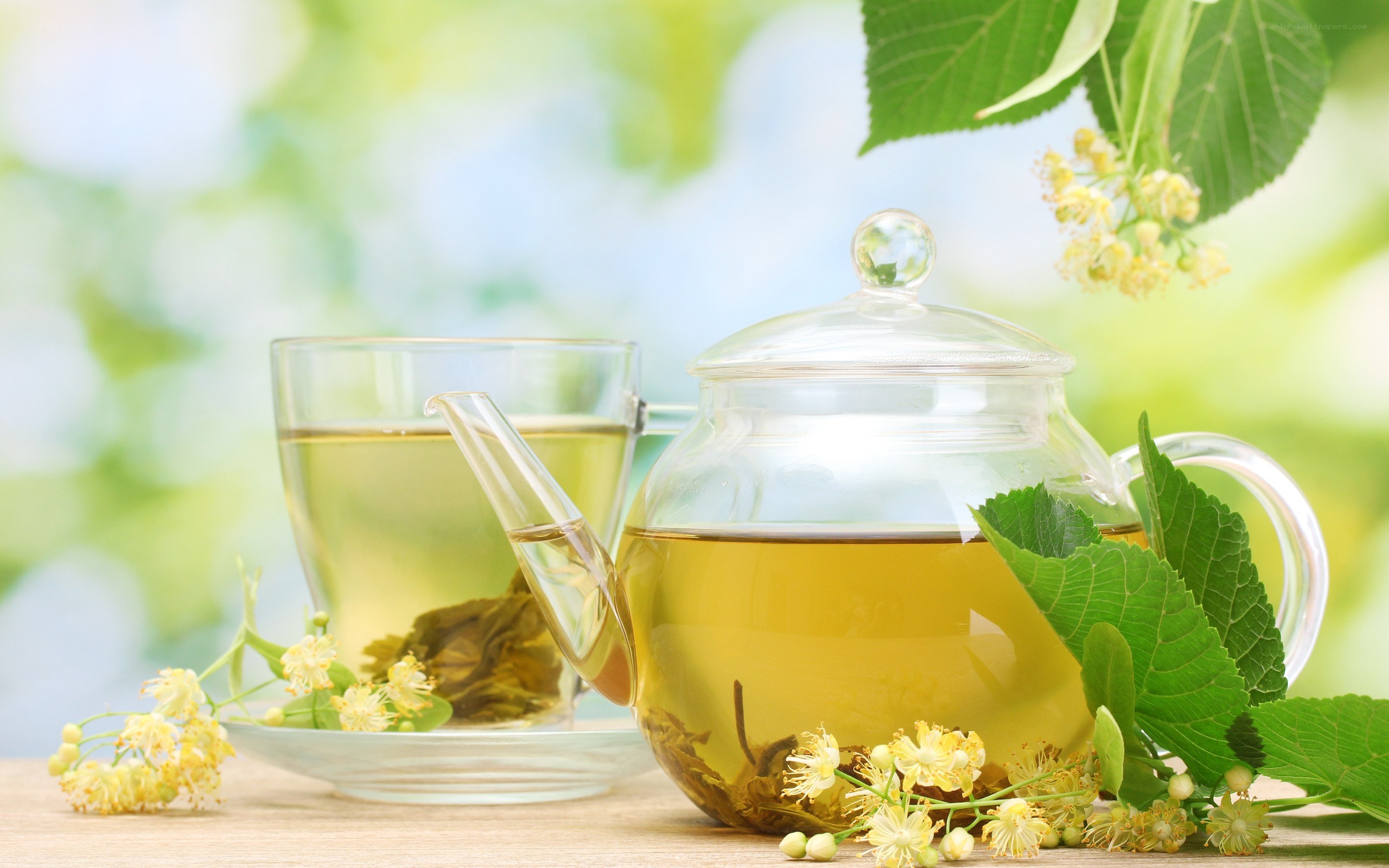 Linden tea with flowers