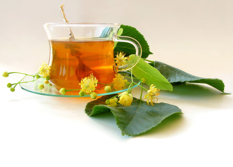 Linden tea with flowers