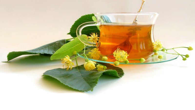 Linden tea with flowers