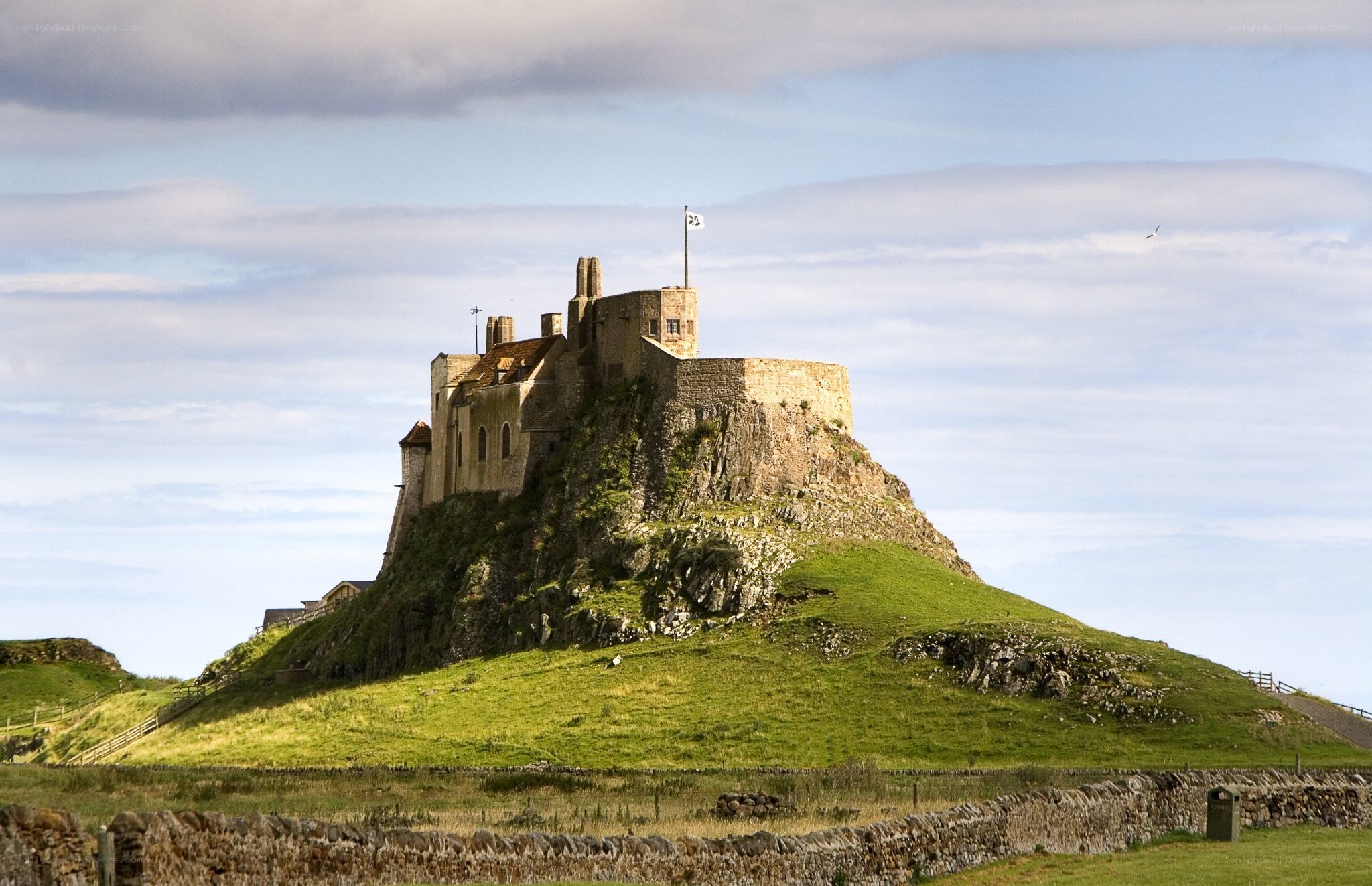 Lindisfarne Castle on a hill