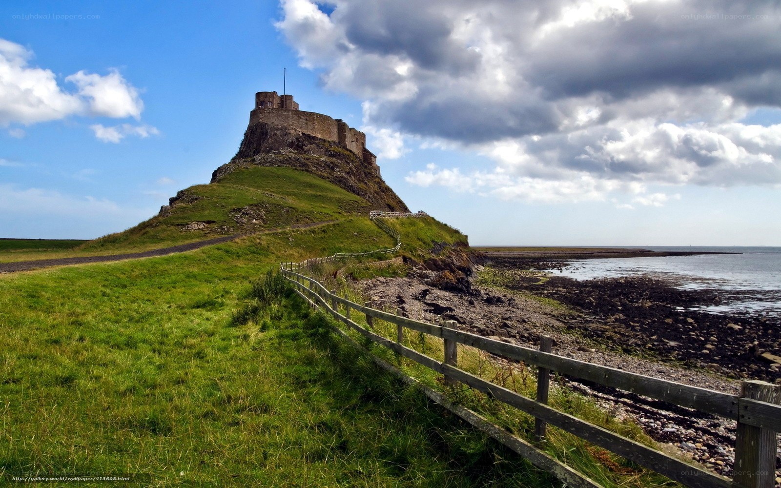 Lindisfarne Castle on a sunny day
