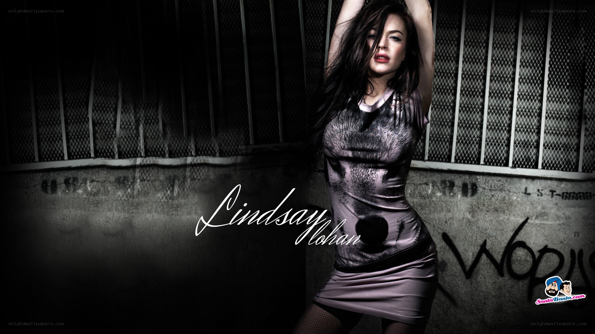Lindsay Lohan in a dark setting