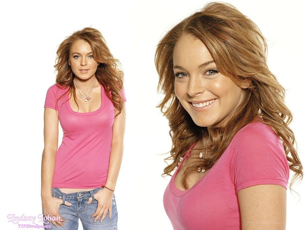 Lindsay Lohan in pink top
