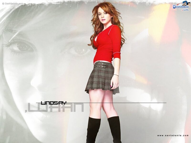 Lindsay Lohan in red top