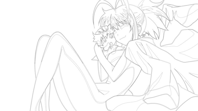 line art of anime characters