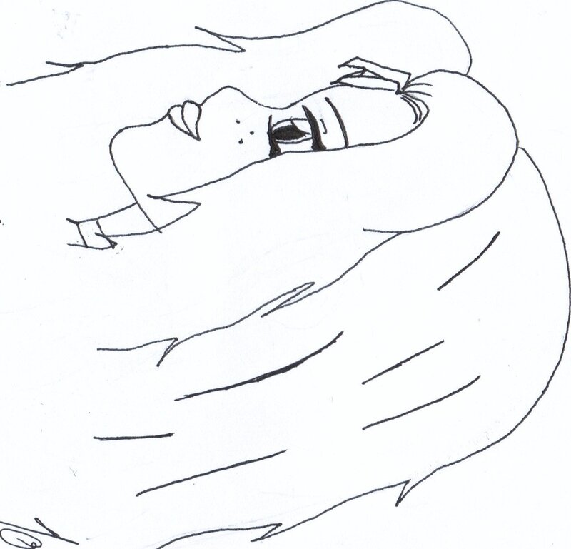 line drawing of a person sleeping