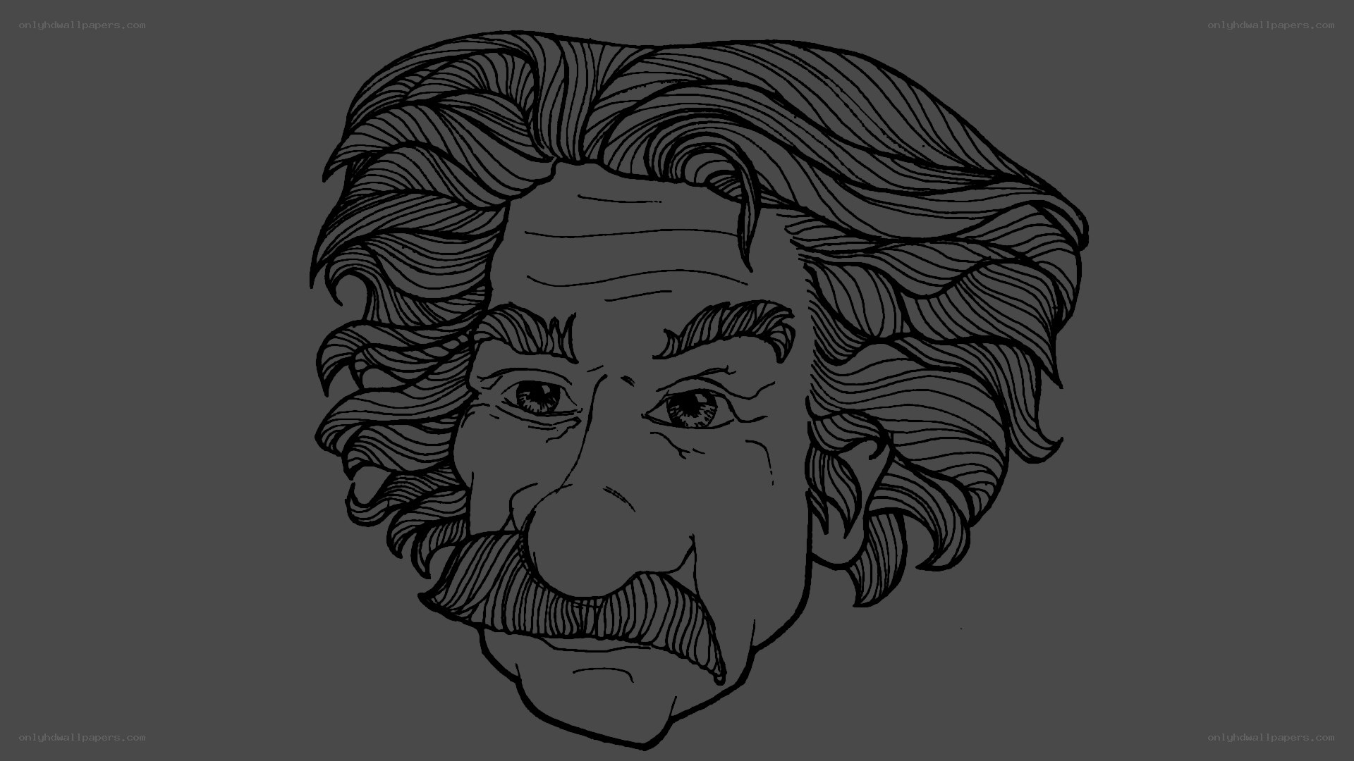 line drawing of albert einstein