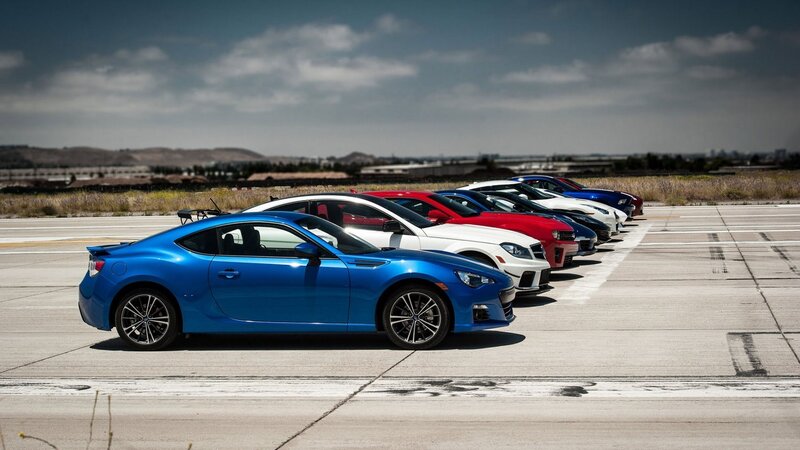 Line of Sports Cars — Blue, Dramatic