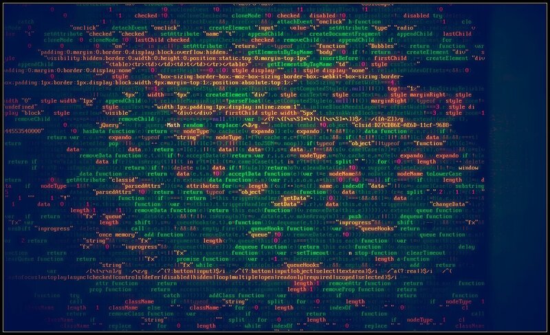 Lines of Code on Screen — Blue