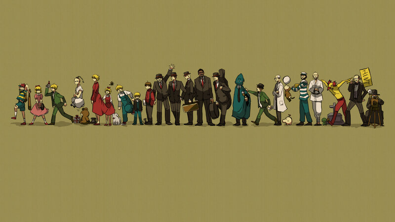 Lineup of animated characters