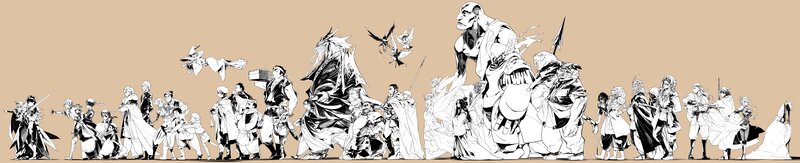 Lineup of fantasy characters