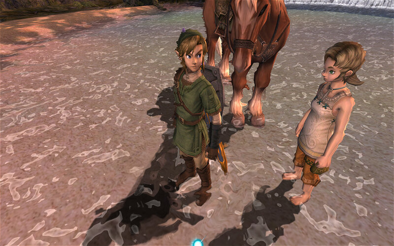 Link and a child on the shore