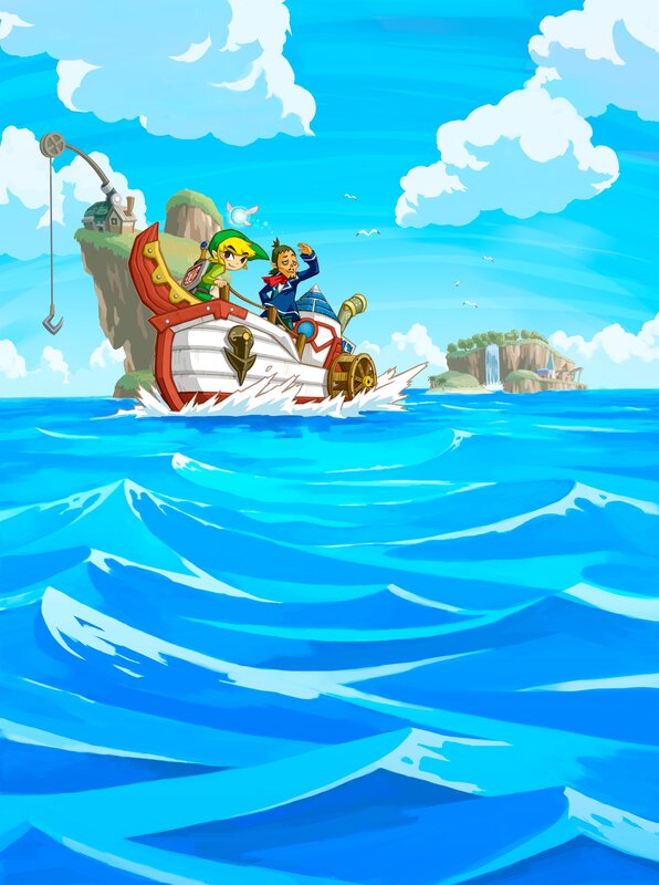 Link and a friend on a boat
