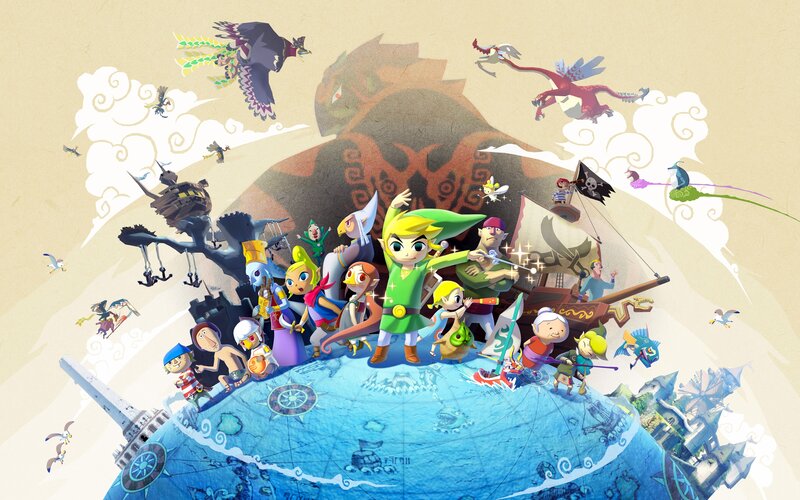 Link and Allies on Globe