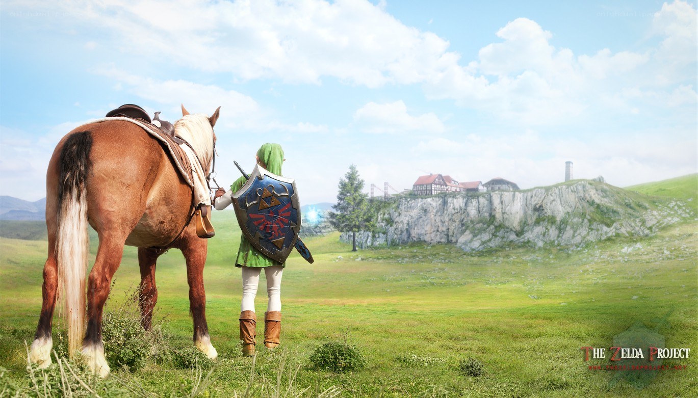 Link and Epona in a field
