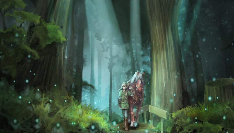 Link and Epona in the forest