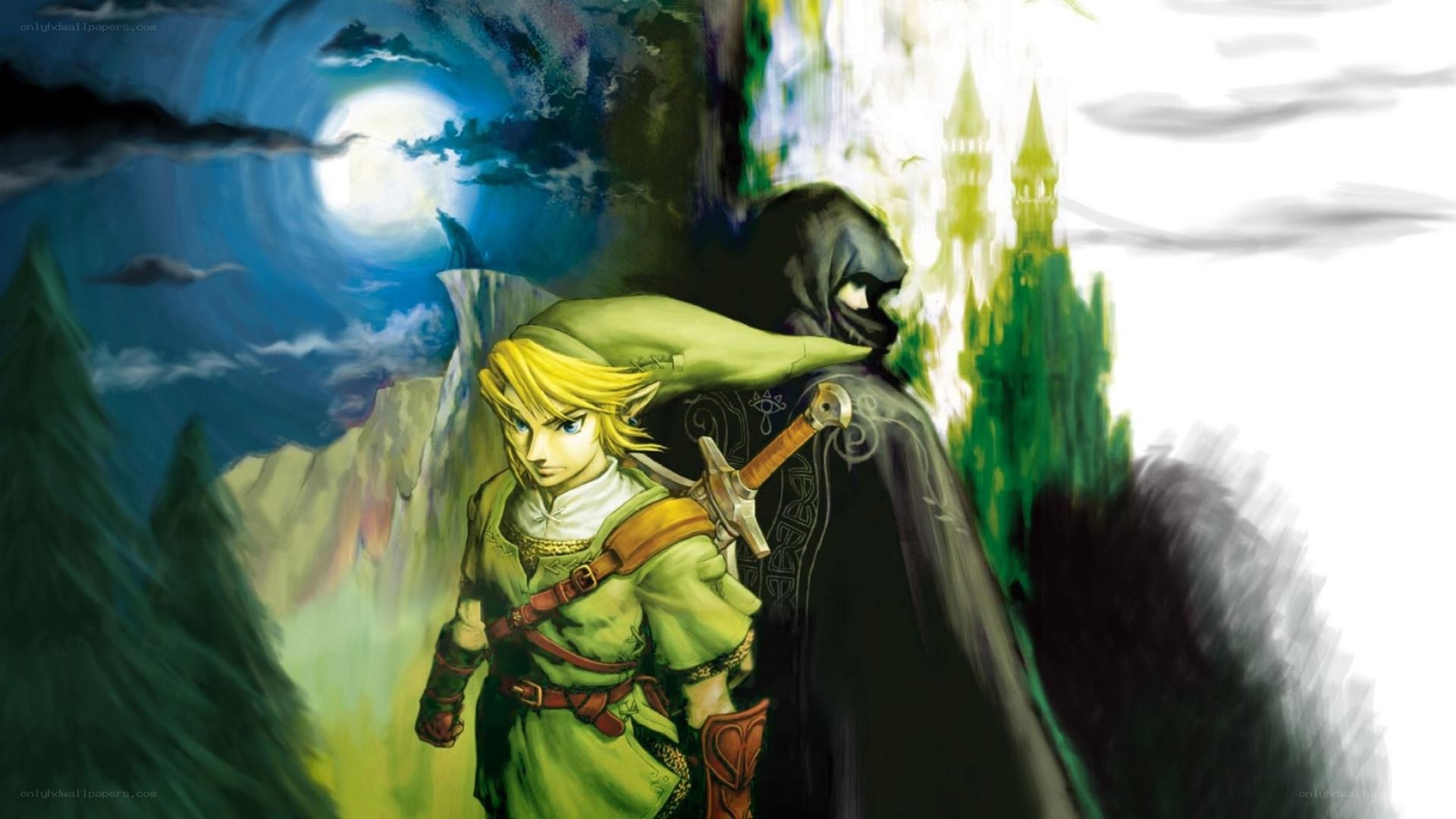 Link and Ganondorf in a dramatic scene