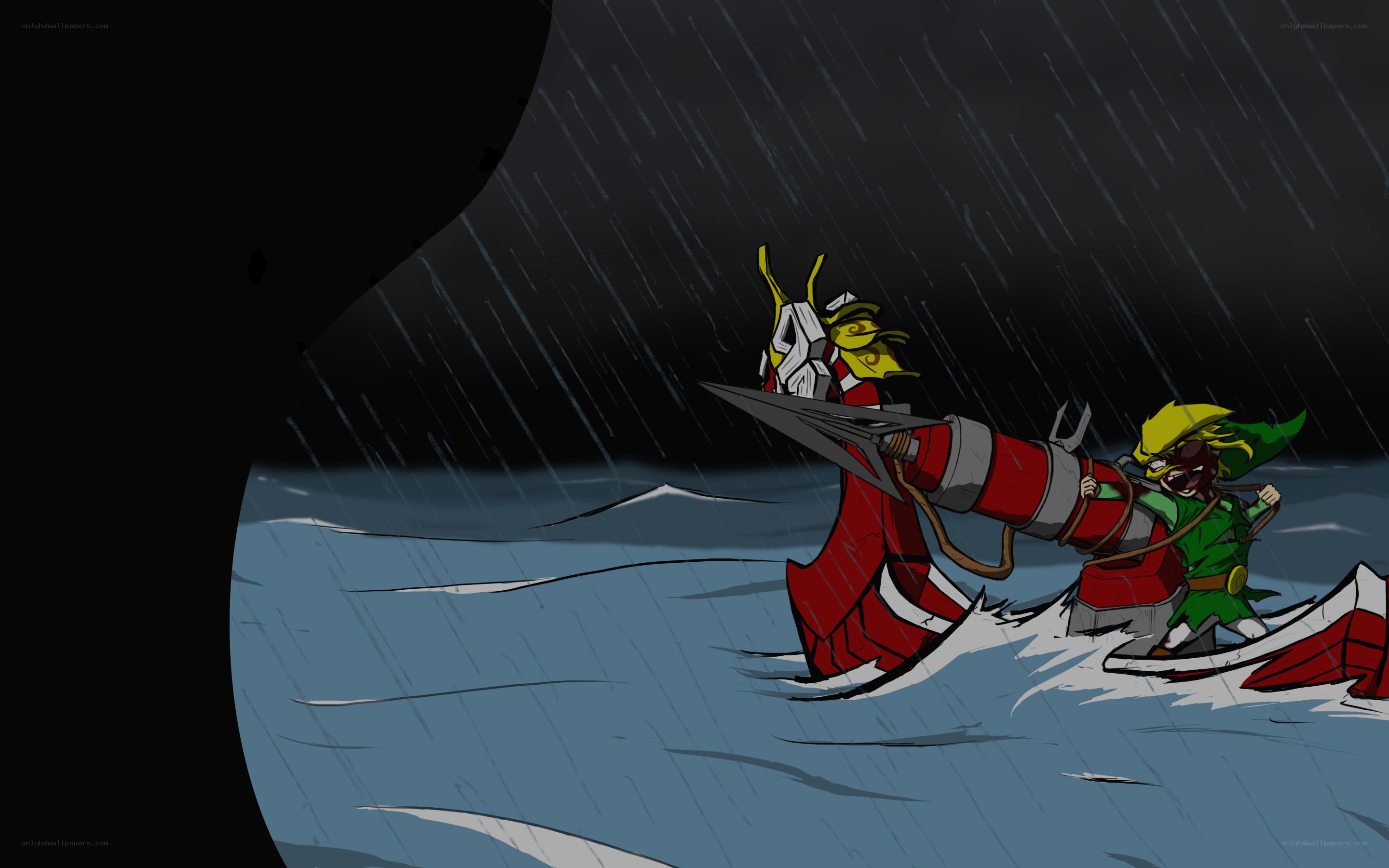 Link and Ganondorf in a storm