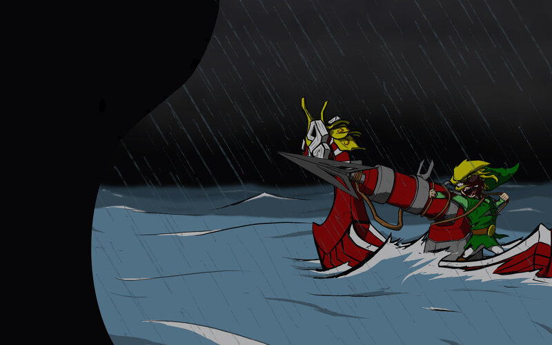 Link and Ganondorf in storm
