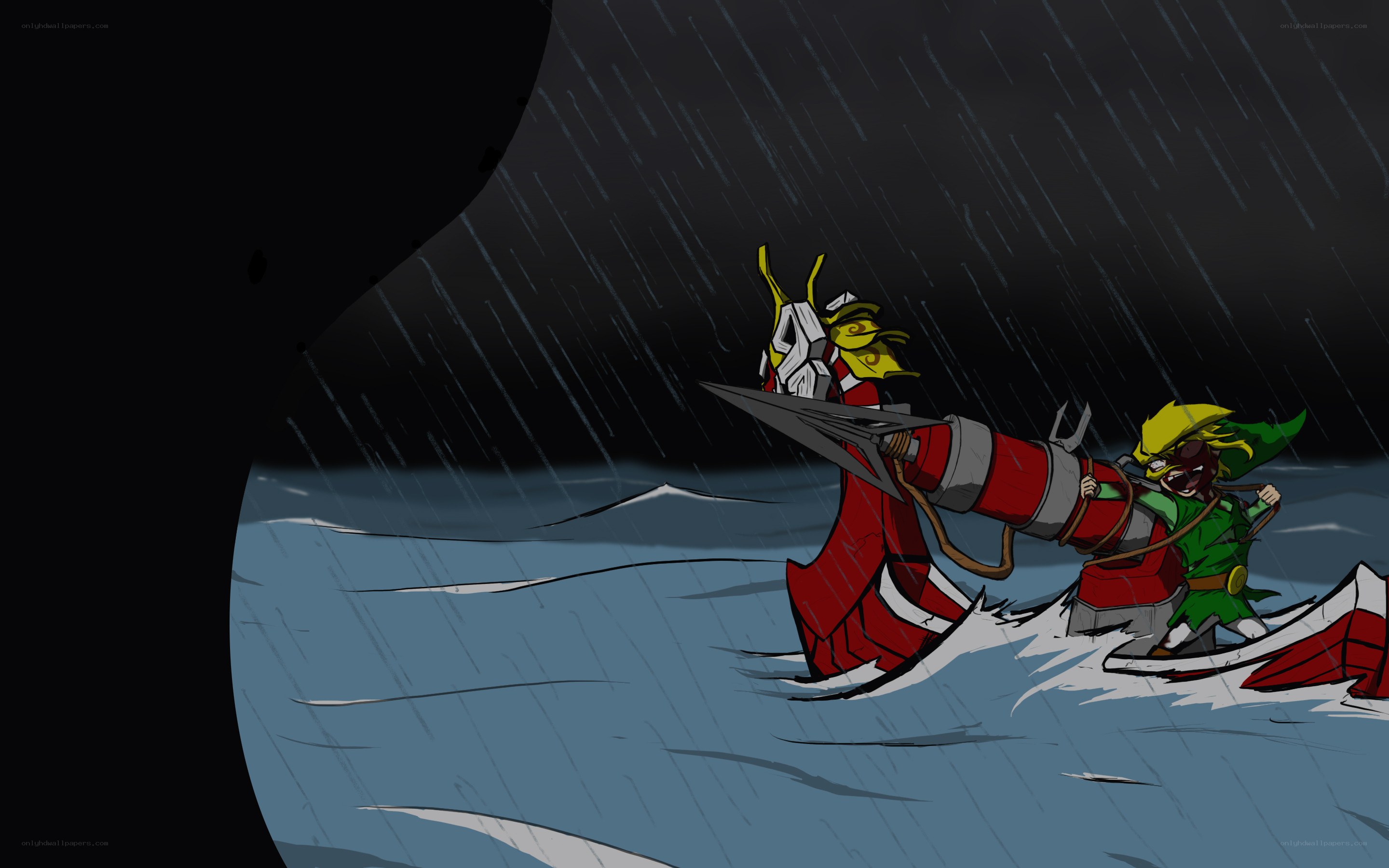 Link and Ganondorf in storm