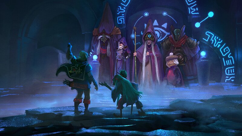 Link and Mido in a Temple