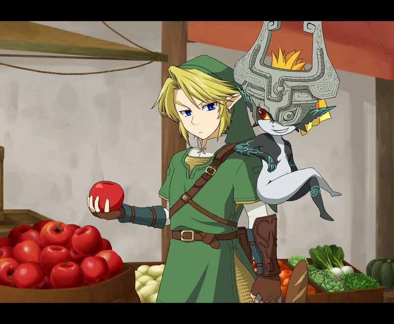 Link and Revali at a market