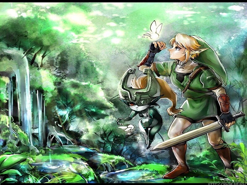 Link and Tingle in a forest