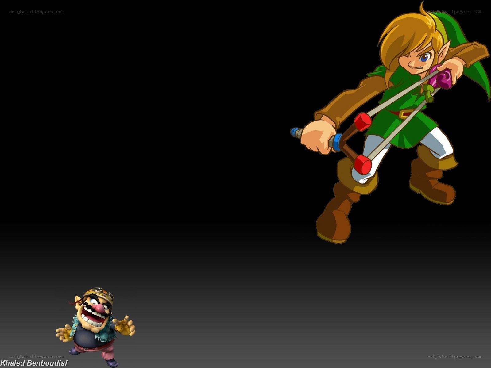 Link and Wario in action