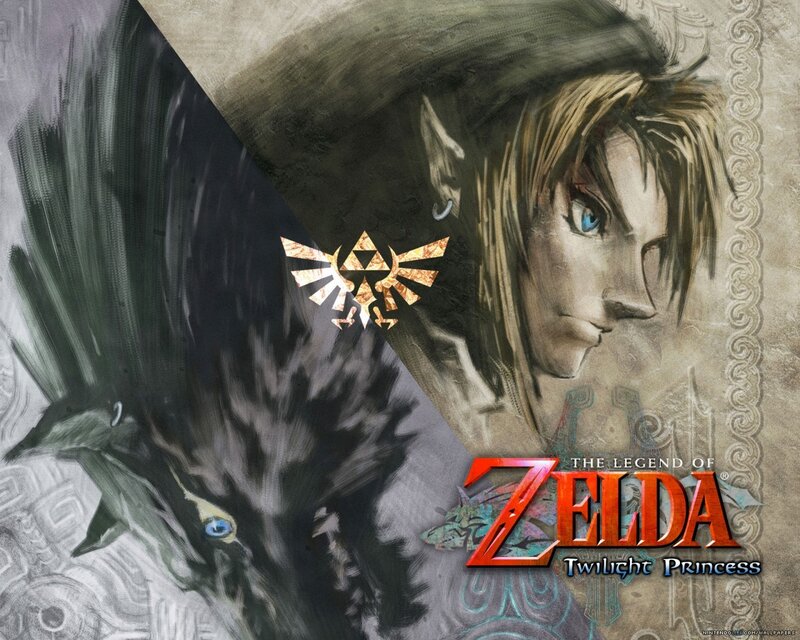 Link and Wolf — Brown, Dramatic, Digital Art, Triforce Symbol, Blue Eyes, Wolf Form